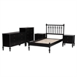Pemberly Row Spindle 5-Piece Bedroom Set with Platform Bed in Black Twin