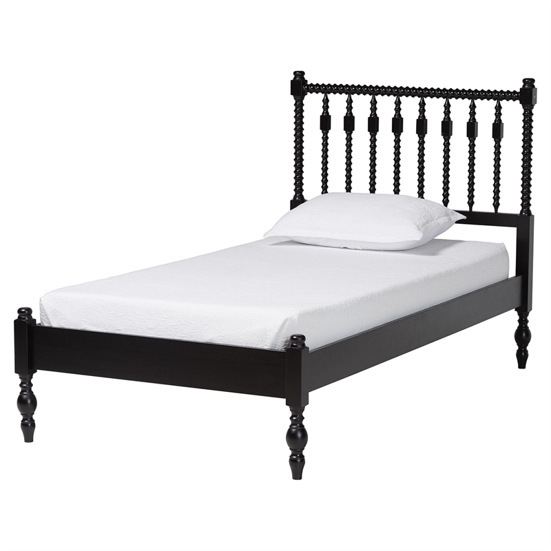 Pemberly Row Spindle 5-Piece Bedroom Set with Platform Bed in Black Twin