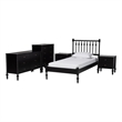 Pemberly Row Spindle 5-Piece Bedroom Set with Platform Bed in Black Twin