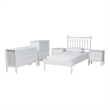Pemberly Row Spindle 5-Piece Bedroom Set with Platform Bed in White Twin