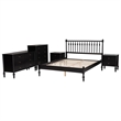 Pemberly Row Spindle 5-Piece Bedroom Set with Platform Bed in Black Full
