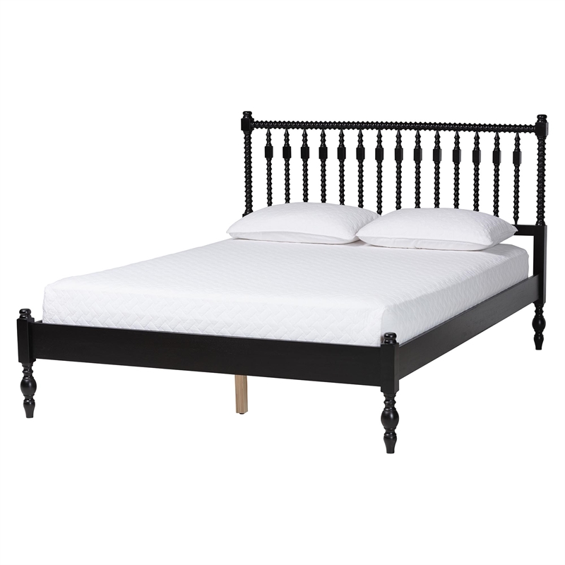 Pemberly Row Spindle 5-Piece Bedroom Set with Platform Bed in Black Full