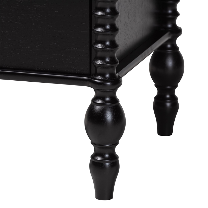 Pemberly Row Spindle 5-Piece Bedroom Set with Platform Bed in Black Full