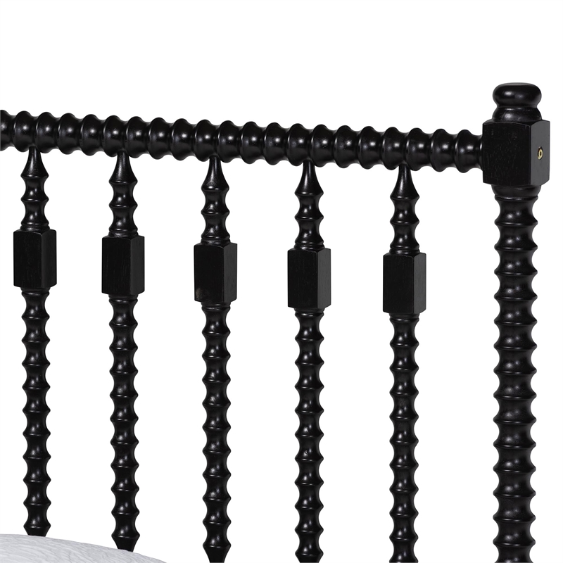 Pemberly Row Spindle 5-Piece Bedroom Set with Platform Bed in Black Queen