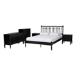 Pemberly Row Spindle 5-Piece Bedroom Set with Platform Bed in Black Queen