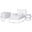 Pemberly Row Spindle 4-Piece Bedroom Set with Twin Platform Bed in White