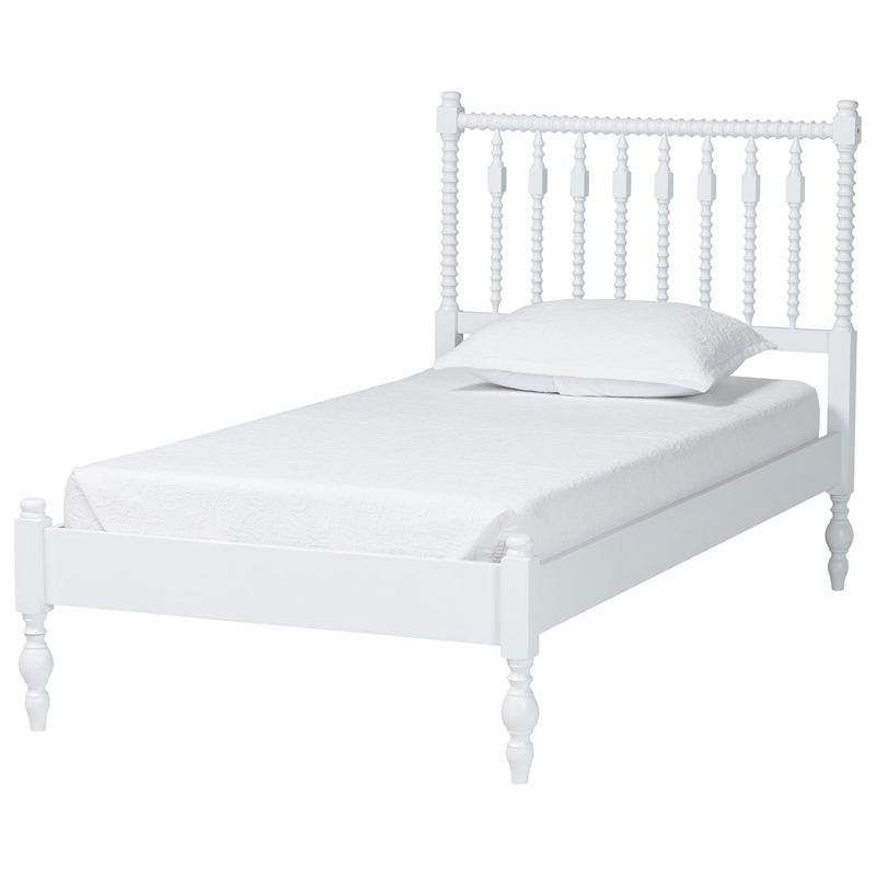 Pemberly Row Spindle 4-Piece Bedroom Set with Twin Platform Bed in White