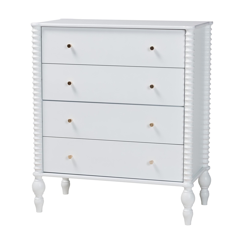 Pemberly Row Spindle 4-Piece Bedroom Set with Queen Platform Bed in White