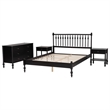 Pemberly Row Spindle 4-Piece Bedroom Set with Queen Platform Bed in Black