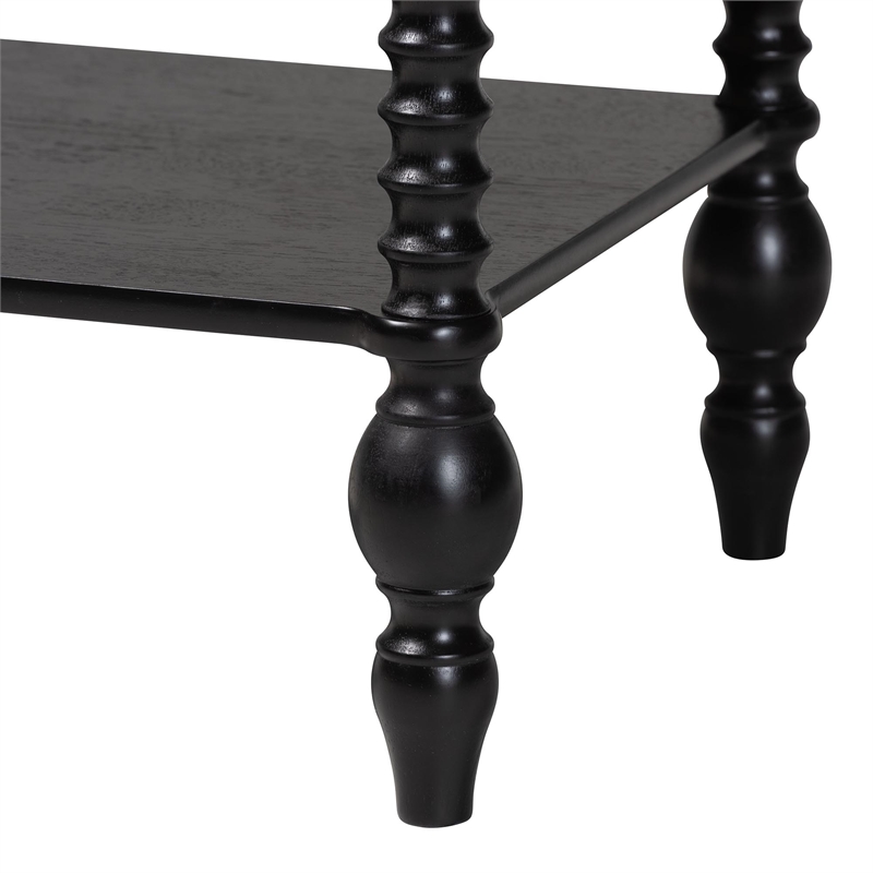 Pemberly Row Spindle 4-Piece Bedroom Set with Queen Platform Bed in Black