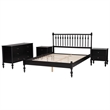 Pemberly Row Spindle 4-Piece Bedroom Set with Queen Platform Bed in Black