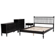 Pemberly Row Spindle 4-Piece Bedroom Set with Queen Platform Bed in Black