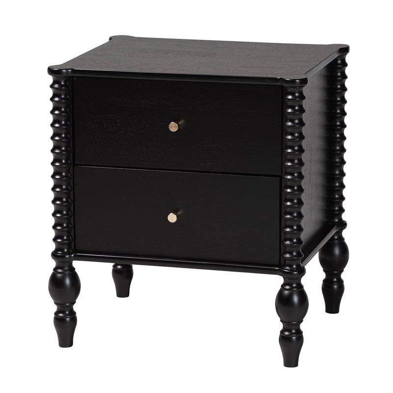 Pemberly Row Spindle 4-Piece Bedroom Set with Queen Platform Bed in Black