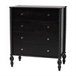 Pemberly Row Spindle 4-Piece Bedroom Set with Queen Platform Bed in Black
