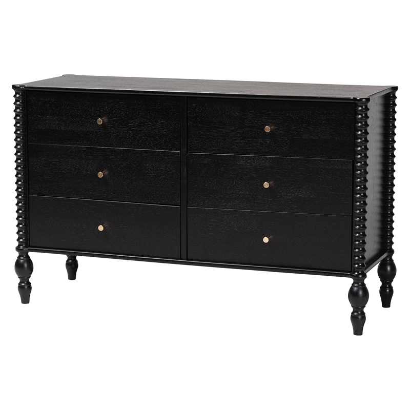 Pemberly Row Spindle 4-Piece Bedroom Set with Queen Platform Bed in Black