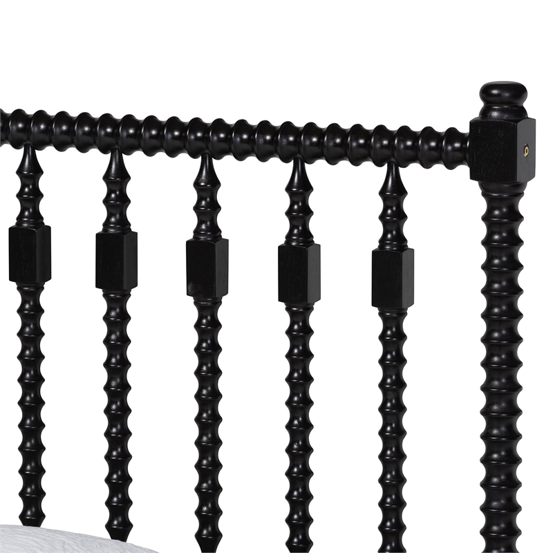 Pemberly Row Spindle 4-Piece Bedroom Set with Queen Platform Bed in Black