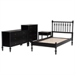 Pemberly Row Spindle 4-Piece Bedroom Set with Twin Platform Bed in Black
