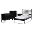 Pemberly Row Spindle 4-Piece Bedroom Set with Twin Platform Bed in Black
