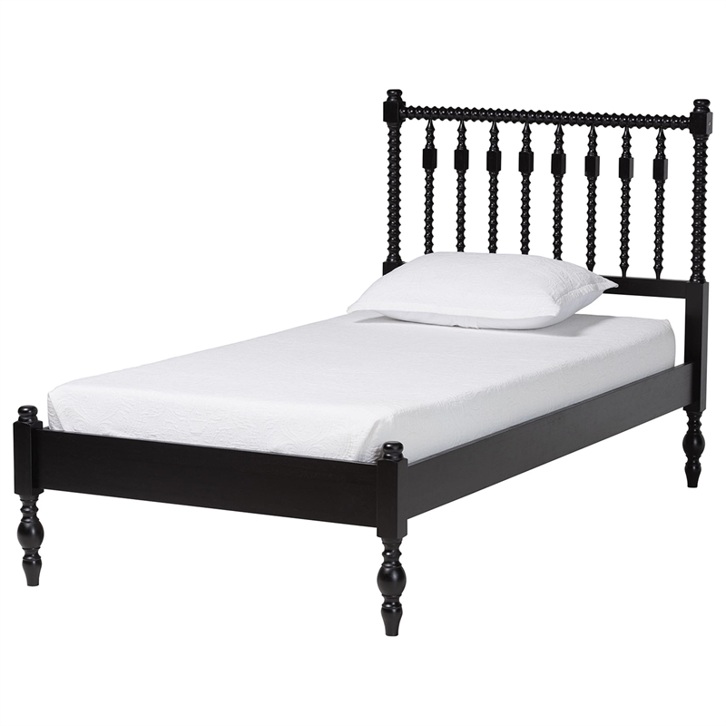 Pemberly Row Spindle 4-Piece Bedroom Set with Twin Platform Bed in Black