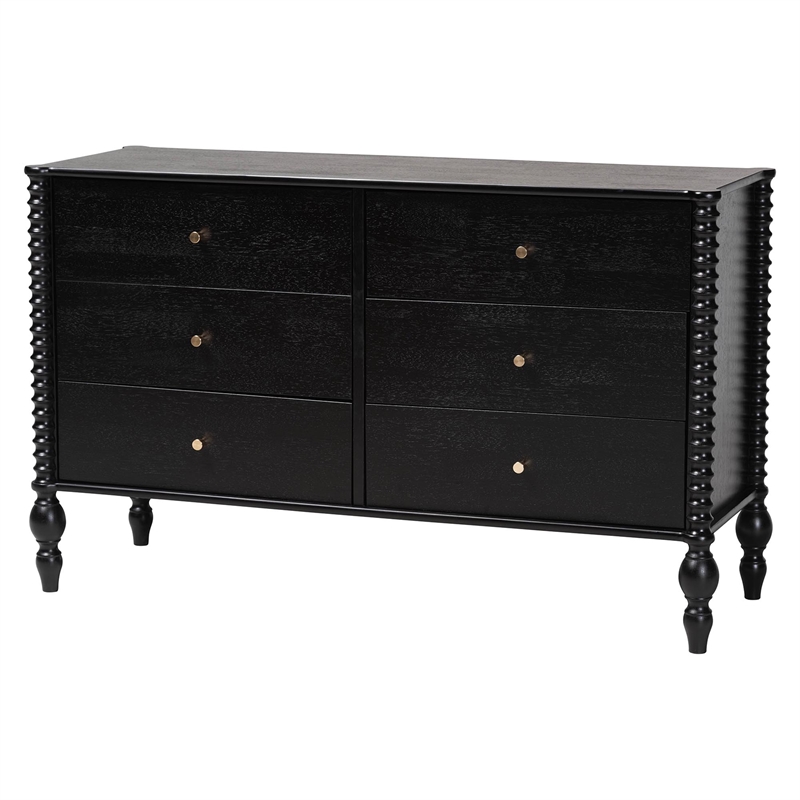 Pemberly Row Spindle 4-Piece Bedroom Set with Twin Platform Bed in Black