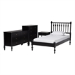 Pemberly Row Spindle 4-Piece Bedroom Set with Twin Platform Bed in Black