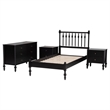 Pemberly Row Spindle 4-Piece Bedroom Set with Twin Platform Bed in Black