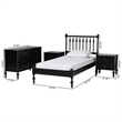 Pemberly Row Spindle 4-Piece Bedroom Set with Twin Platform Bed in Black