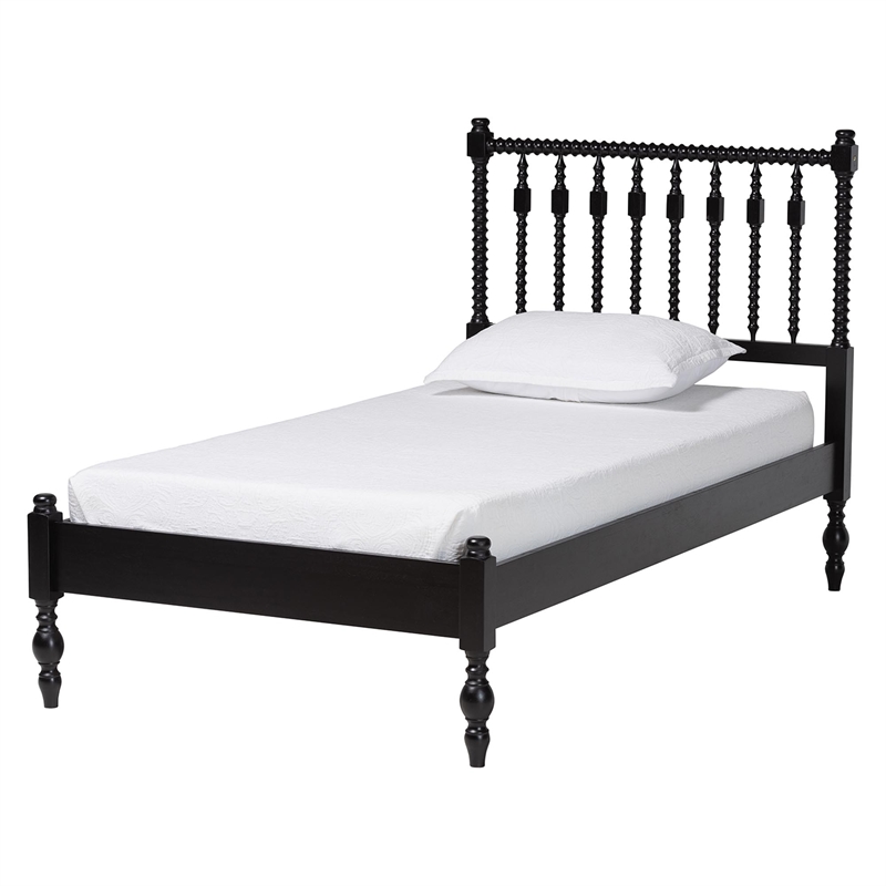 Pemberly Row Spindle 4-Piece Bedroom Set with Twin Platform Bed in Black