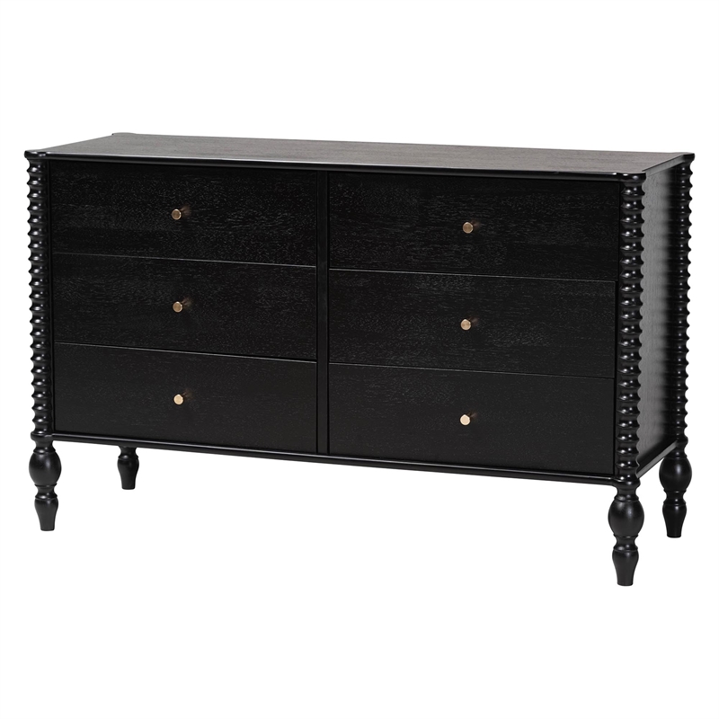Pemberly Row Spindle 4-Piece Bedroom Set with Twin Platform Bed in Black