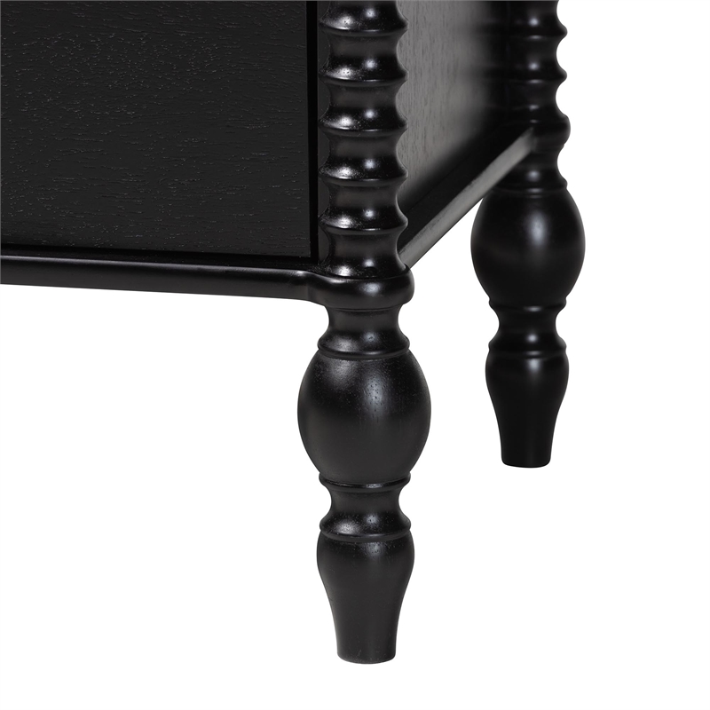 Pemberly Row Spindle 4-Piece Bedroom Set with Twin Platform Bed in Black