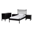 Pemberly Row Spindle 4-Piece Bedroom Set with Twin Platform Bed in Black