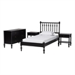 Pemberly Row Spindle 4-Piece Bedroom Set with Twin Platform Bed in Black