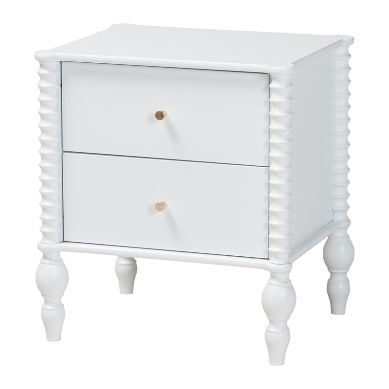 Pemberly Row Spindle 4-Piece Bedroom Set with Queen Platform Bed in White