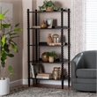 Pemberly Row 5-Tier Open Frame Vertical Bookcase with Bobbin Legs in Black