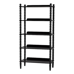 Pemberly Row 5-Tier Open Frame Vertical Bookcase with Bobbin Legs in Black
