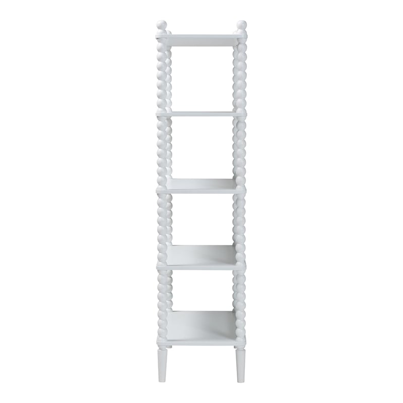Pemberly Row 5-Tier Open Frame Vertical Bookcase with Bobbin Legs in White