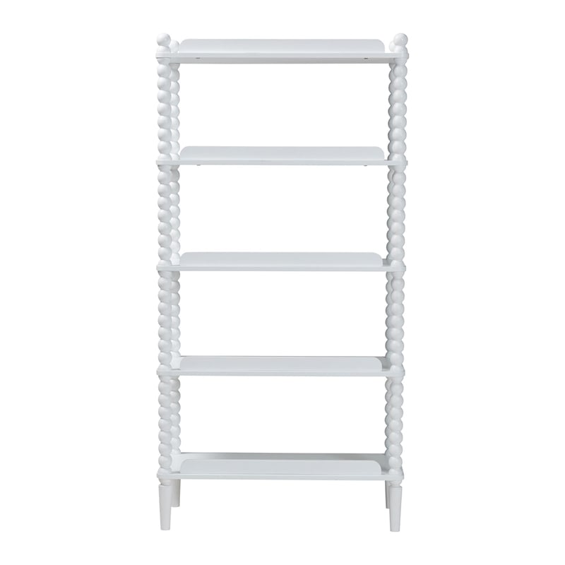 Pemberly Row 5-Tier Open Frame Vertical Bookcase with Bobbin Legs in White
