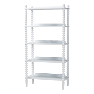 Pemberly Row 5-Tier Open Frame Vertical Bookcase with Bobbin Legs in White