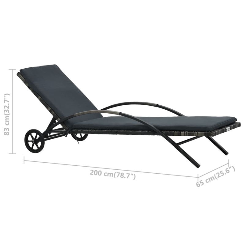 Pemberly Row PE Rattan Sun Lounger 78.7