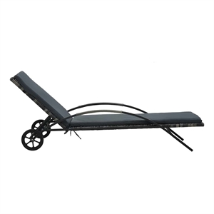 Pemberly Row PE Rattan Sun Lounger 78.7&quot Long and 25.6&quot Wide in Anthracite