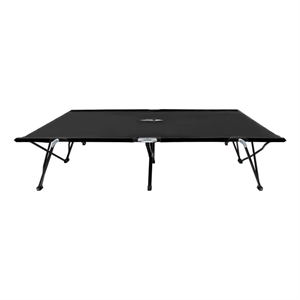 Pemberly Row Double Foldable Steel Frame Sun Lounger in Black