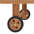 Pemberly Row Solid Teak Wood Sun Lounger with Red Cushion and Wheels