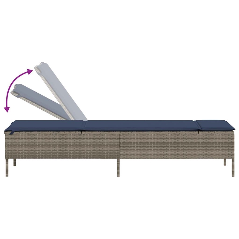 Pemberly Row 3-Piece PE Rattan Patio Sun Lounger Set with Table in Gray