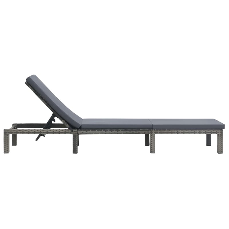 Pemberly Row PE Rattan and Steel 5-Position Sun Lounger in Anthracite