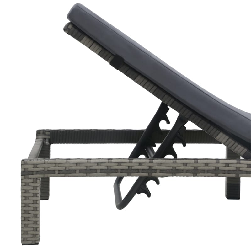 Pemberly Row PE Rattan and Steel 5-Position Sun Lounger in Anthracite