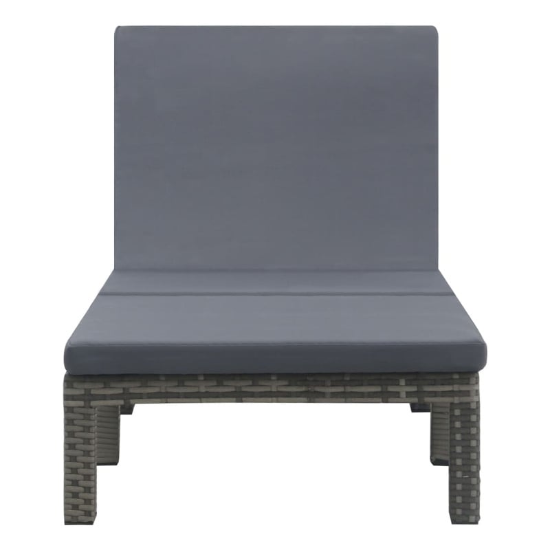 Pemberly Row PE Rattan and Steel 5-Position Sun Lounger in Anthracite