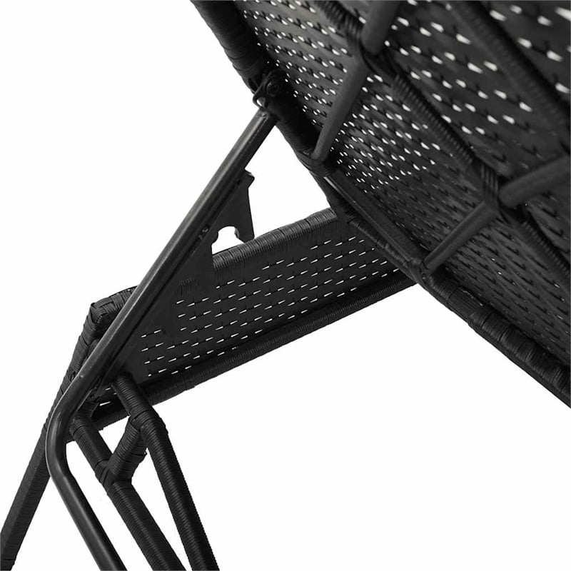 Pemberly Row Patio Poly Rattan Sun Lounger with Armrests in Black