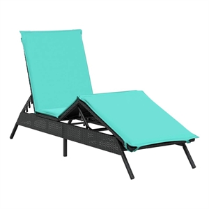 Pemberly Row Patio Poly Rattan Sun Lounger with Armrests in Black