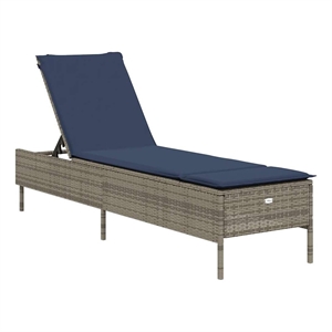 Pemberly Row Patio PE Rattan Height-Adjustable Sun Lounger in Gray