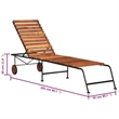 Pemberly Row Solid Acacia Wood and Steel Adjustable Sun Lounger in Brown